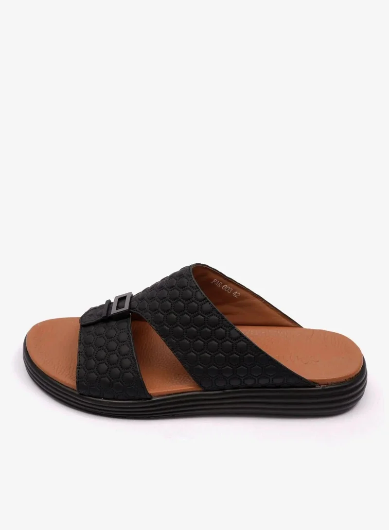 كومفورت بلس صنادل رجالي مريحة وأنيقة بتطريز عربي أسود